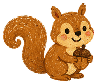 Crayon-drawn squirrel