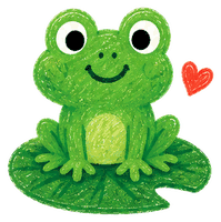 Crayon-drawn frog